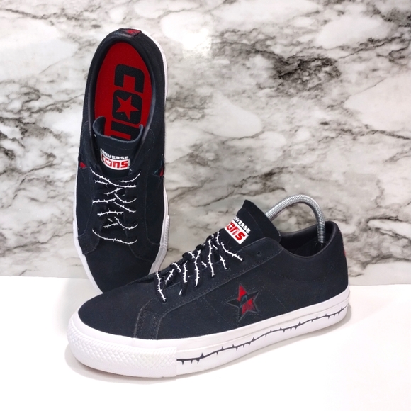 Converse Other - Converse Cons One Star Pro Mens Black Red Performance Skate Shoes Size 10.5